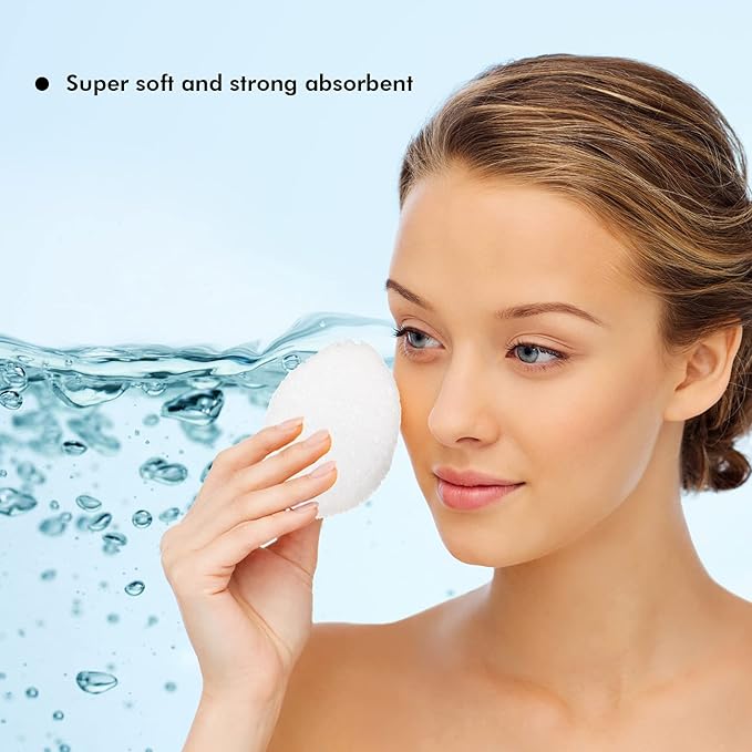 50 Pcs Compressed Facial Sponges Facial Makeup Natural Cosmetic Spa Sponges for Women Cleansing, Exfoliating Mask, Makeup Removal, Dead Skin, and Dirt, Travel Essentials(White)