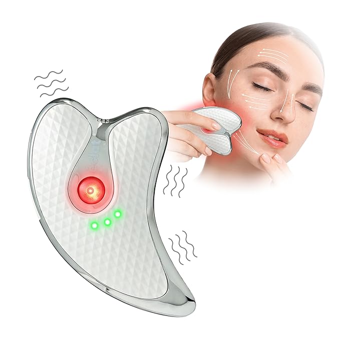 Éclat Gua Sha Facial Massager for Lymphatic Drainage, Face, Neck & Body Scraping Tool, Heated Electric Portable Face Lift Beauty Device, Jawline Shaper, Double Chin Reducer for Firming & Contouring
