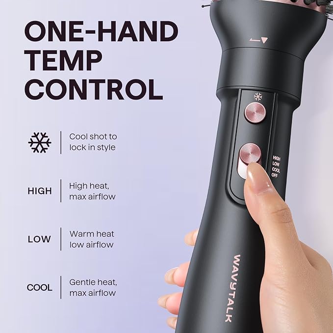 Wavytalk Hair Dryer Brush Set, Air Sculpt 4-in-1 Hot Air Brush Set | Blowout Brush Styler for Salon Blowouts, Volumizing, and Straightening, Sleek Frizz-Free for Every Hair Type, Black