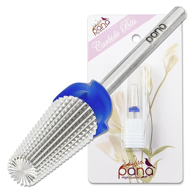 PANA Nail Carbide 5 in 1 Bit - Two Way Rotate use for Both Left and Right Handed - Fast remove Acrylic or Hard Gel - 3/32" Shank - Manicure, Nail Art, Drill Machine (Medium - M, Silver)