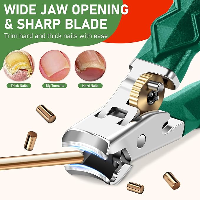 Toenail Clippers for Thick Toenails, Mens Stocking Stuffers 2025, Wide Opening Nail Clippers, Heavy Duty Ingrown Toenail Clippers Nail Cutters, Christmas Gifts for Men Women