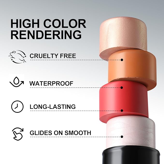 FOCALLURE 3 Pcs Cream Contour Sticks,Shades with Highlighter & Bronzer & Blush,Non-greasy Long-wear Face Contouring Pen,Easy to Sculpt the Face and Create a Lightweight Finishing Makeup,UNIVERSAl