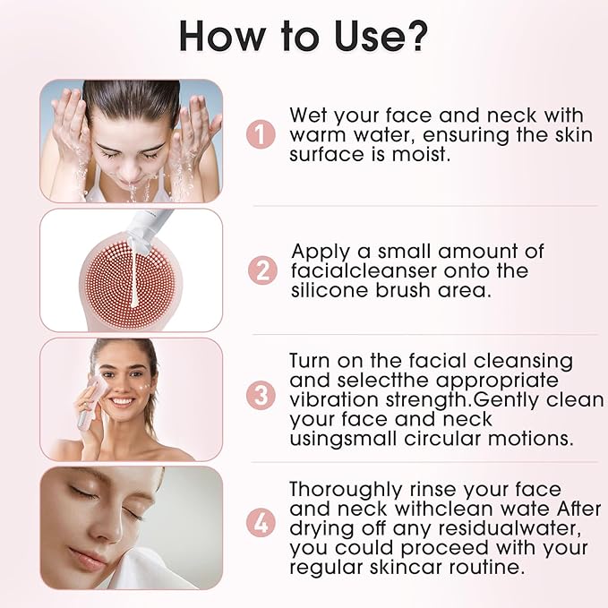 Facial Cleansing Brush,Electric Face Brush Suitable for Men and Women,Fast Cleanse,Exfoliation and Massage,USB Charging