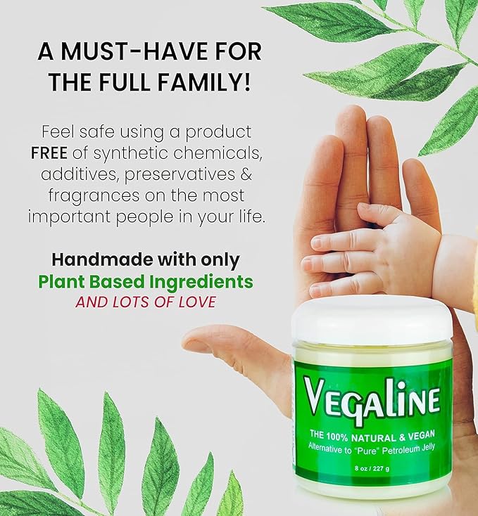 Beesaluxe Vegaline - 100% Natural, Vegan & Hypoallergenic Alternative to Petroleum Jelly - Unpetroleum - Lips, Hands, Baby, Makeup Remover and More (4 Ounce)