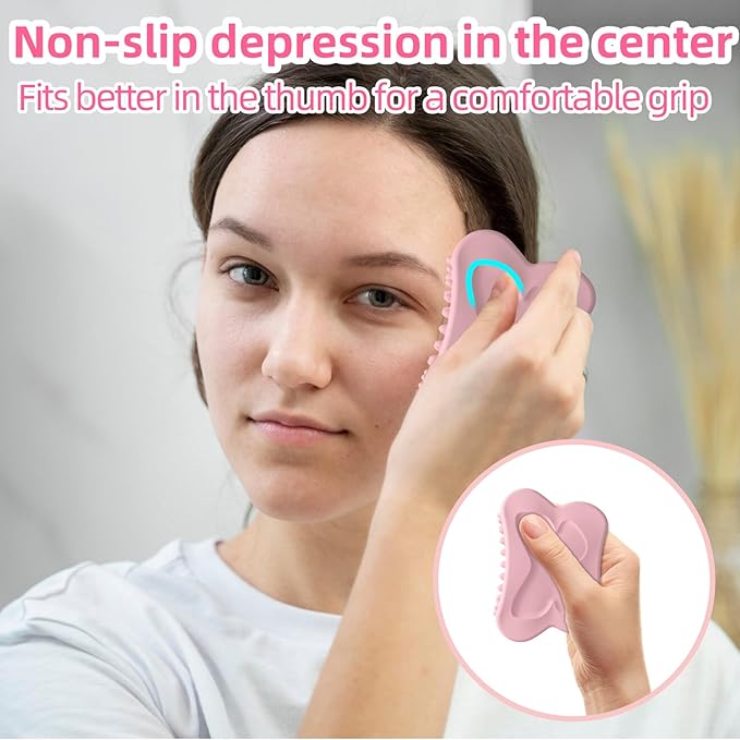 Silicone Gua Sha Tool for Face & Body – Massage & Lift, Acupressure Points Relief, Muscle Relaxation, Dampness Removal – Reusable & Easy Clean for Neck, Nose, Forehead