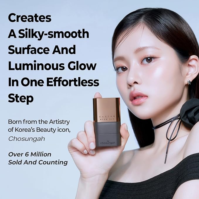 Mega Fit Master Glow Stick Foundation with Brush, 120H Long Lasting Radiant Coverage, All-in-One Stick for Easy Application, K-Beauty, Shade 19-21, 0.56oz (00C Fair)