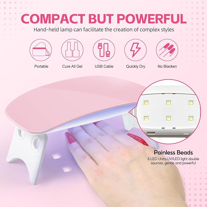 Acrylic Nail Kit for Beginners with Everything Nails Kit Acrylic Set with Drill and U V Light Professional Glitter Powder Decorations Rhinstones DIY Gifts for Women