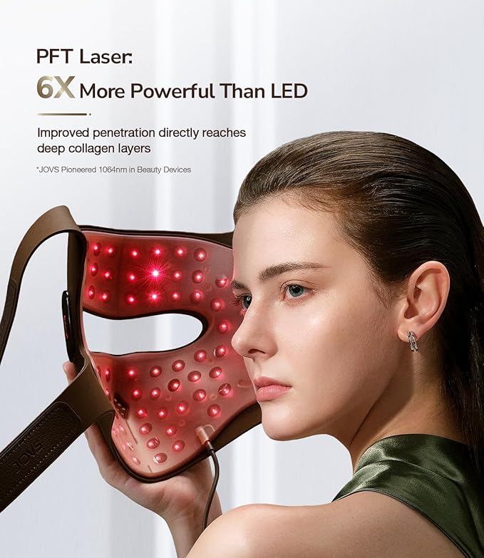 JOVS 4D Laser Therapy Mask for Face, LED Red Light Therapy Face Mask with 4 Wavelengths for Deep Anti-Aging, Precision Anti-Wrinkle, Skin Firming & Radiant Glow, 6x More Powerful Than LED