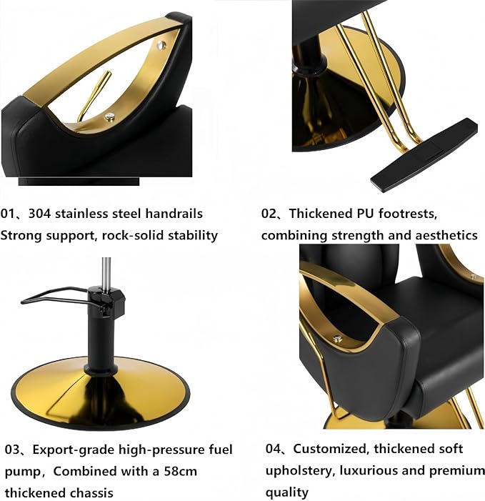 Barber Chair, Salon Chair for Hair Stylist, Height Adjustable Hydraulic Hair Reclining Salon Chair, 360 Degrees Rotation,Green