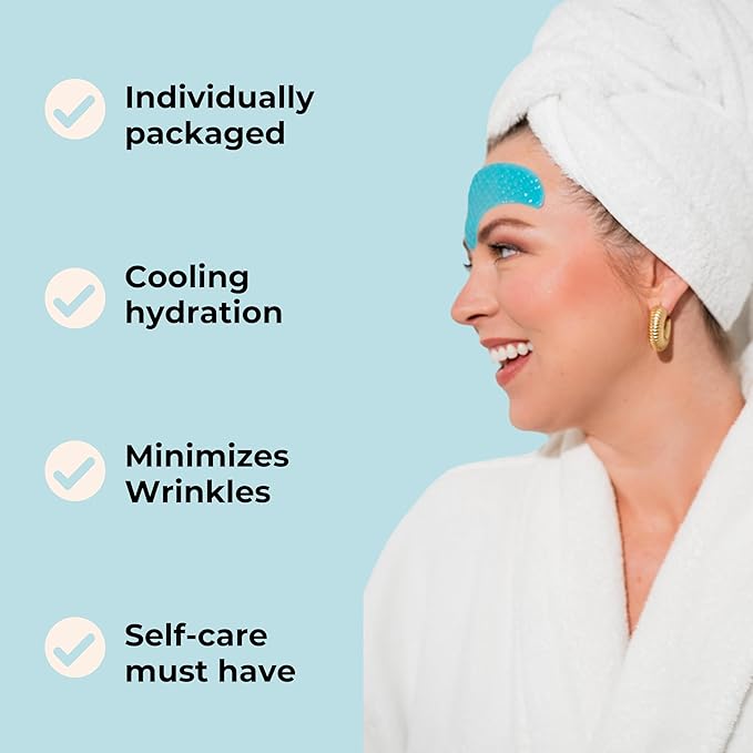 Forehead Wrinkle Patches - Anti Wrinkle Patches - Cooling Collagen Hydration - Wrinkles Treatment - Forehead Collagen Patches with Centella Asiatica, Vitamin E & Hyaluronic Acid - 20 Pcs