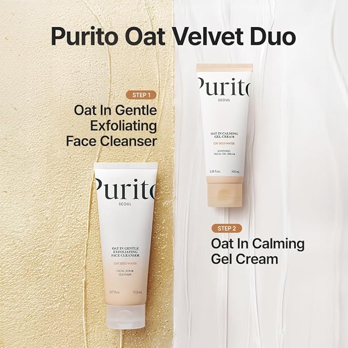 PURITO Oat In Calming Gel Cream, 77% Oat Seed Water Lightweight Water-Gel Face Moisturizer, Non-Comedogenic, Fragrance-Free, Vegan Korean Skincare, Sensitive & Blemish-Prone Skin, 100 mL