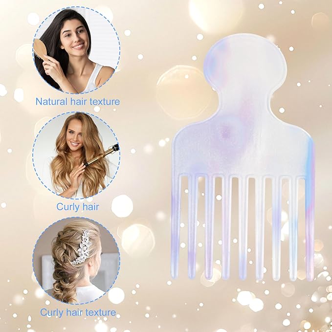 Wide Tooth Hair Pick Comb for Curls, 12cm/4.72in Detangling Lifting Comb Long Tooth Afro Pick Hair Styling Tool for Women Men Barber Supplies (Blue)