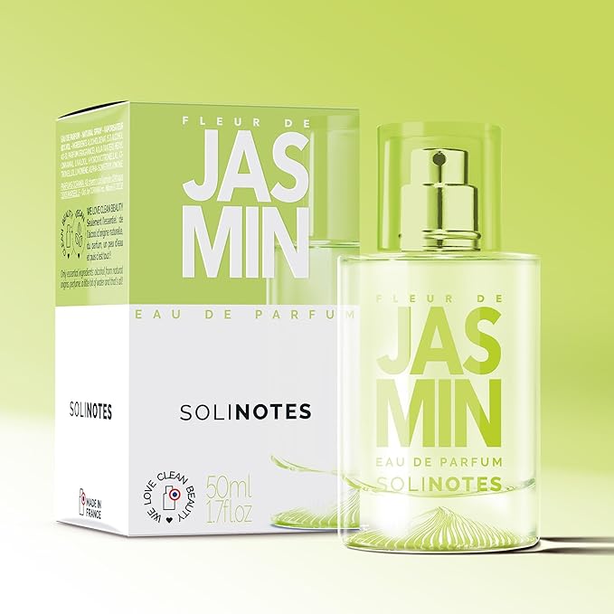 Solinotes Jasmine Flower Perfume for Women & Men, 1.7 Fl Oz/ 50 ML Eau De Parfum, Delicate Floral and Soothing Scent with Premium Ingredients - Clean Perfume, Cruelty Free, Vegan, Made in France