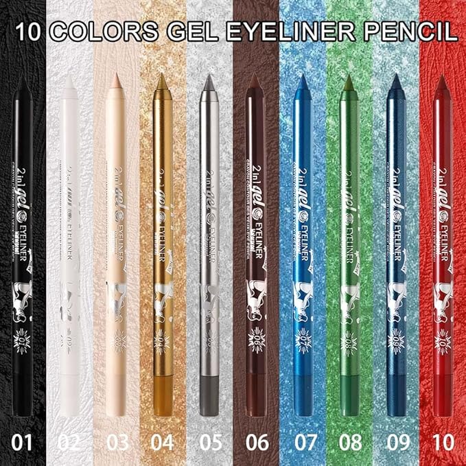 Kaely Red Waterline Pencil Eyeliner, Sharpenable Multi-Use Gel Eyeliner Pencil, Eye Liner Waterproof Smudge proof, Smooth Eye Makeup Liners, delineador de ojos contra el agua, 10