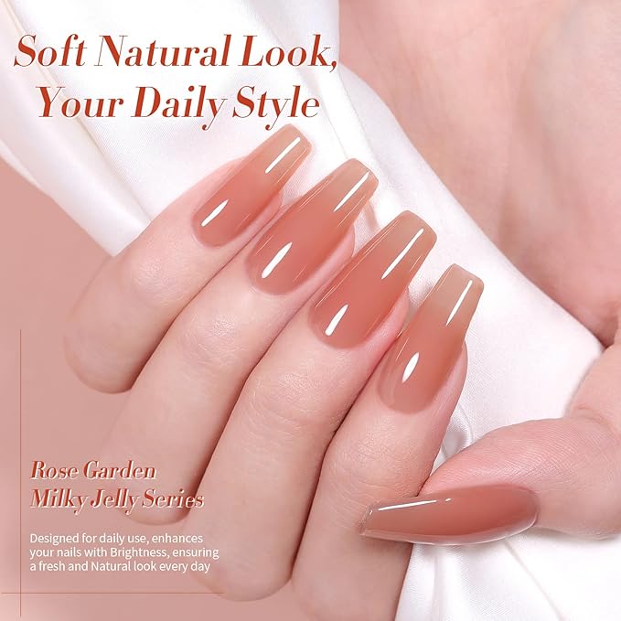 Born Pretty Jelly Red Burgundy Gel Nail Polish Christmas Fall Winter Jelly Blood Wine Red Brown Nude Purple Translucent Sheer Gel Polish Set Nail Art Varnish Manicure 6PCS