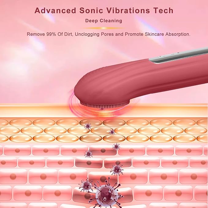 Silicone Face Scrubber Exfoliator, Silicone Face Wash Brush for Men & Women, Ipx7 Waterproof Rechargeable Facial Cleaner for Deep Cleansing, Exfoliating, Massage Face Scrubber