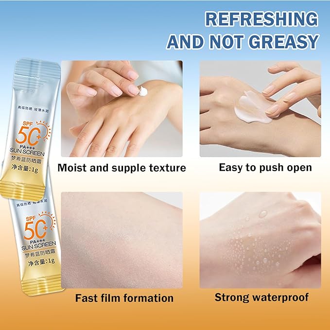 30PCS Mini Sunscreen, SPF50+ PA+++ Travel Size Sunscreen, Lightweight & Non-Greasy, Waterproof - Perfect for Party, Outdoor, Vacation, Daily Use