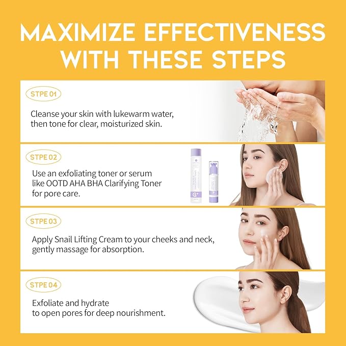 #OOTD Snail Mucin Moisturizer Cream For Face, Lifting & Deep Hydrating Ceam For Face And Neck, Anti Aging, Smoothing, Korean Skincare For Glass Skin (3.38 Fl Oz)