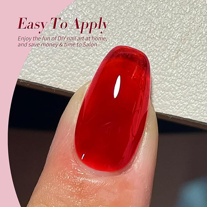 Born Pretty Jelly Gel Nail Polish Christmas Neon Gel Polish,Brown Blood Wine Red Blue Purple Green Translucent Effect,Soak Off U v LED Light Cure Nail Art Kit for Salon Manicure and DIY at Home