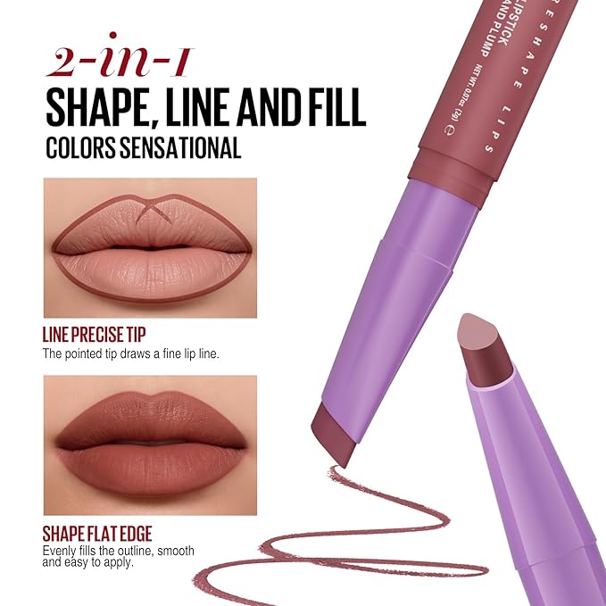 BestLand 6Pcs 2-in-1 Lipstick and Liner Lip Combo Set, Soft Sculpt Nude Collection – Creamy Matte Lip Crayon with Flat Edge Tip, Gradient & Ombre Lip Effect (Bold Sculpt Deep Lip Combo Set)