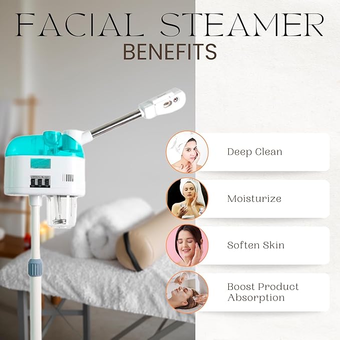 800W Nano Ionic Facial Steamer – Professional Home Spa Face Steamer for Deep Cleansing, Hydration & Sinus Relief | Fast Heating, Auto Shut-Off, Portable & Safe | US/AU Plug (White & Green)