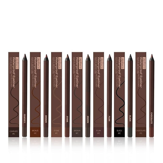 GlamStroke 24 Hr Waterproof Eyeliner Pencil, Long Lasting Sharpenable Eye Liner, No Smudge, No Fade, Smooth Glide for Precise Eye Makeup (7PCS)