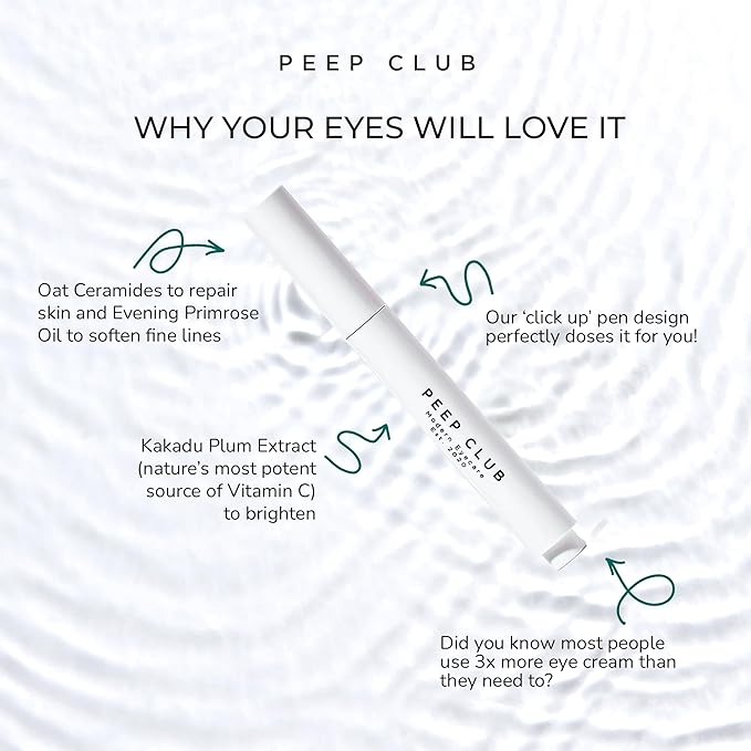 Peep Club Dark Circle Lidstick – Dark Circles, Eye Puffiness, Overnight Eye Balm Stick, Hydrating, Soothing, Oat Ceramides, Evening Primrose Oil, Vitamin C, Manuka Oil, Sensitive Eyes, Travel-Friendly