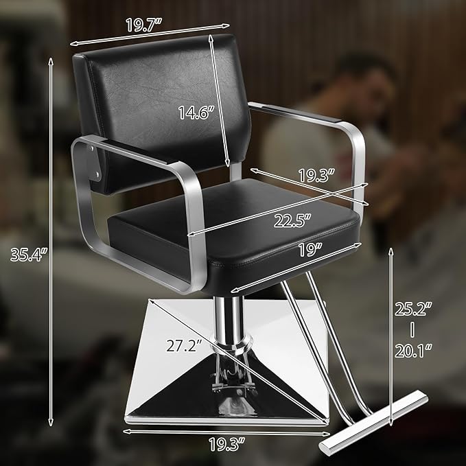 Salon Chairs for Hair Stylist Chair Hydraulic Pump Hair Salon Chair 360 Degree Rotating Barber Chair, Spa Beauty Equipment for Hair Stylists, Tattoo Artists, Cosmetologists (Silvery)