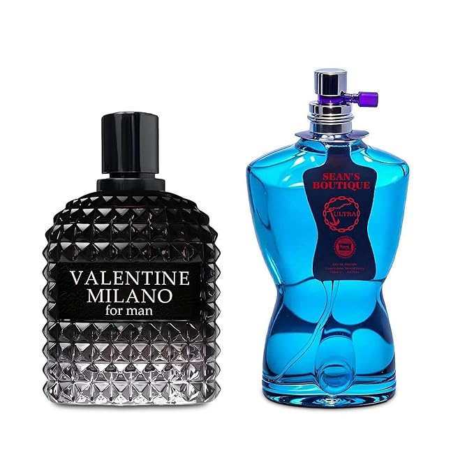 2PCS Valentine Milano/Sean Ultra Eau De Toilette for Men-Fresh,Romantic Scent Perfume for Men 3.4 Fl Oz Each Mens Cologne For All Skin Daily Used