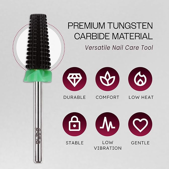 PANA 3/32" Shank 5-in-1 Nail Carbide Bit - (Triple Coarse - Coarse Grit, DLC Black) - Two Way Rotate use for Both Left and Right Handed Fast remove Acrylic or Hard Gel Machine