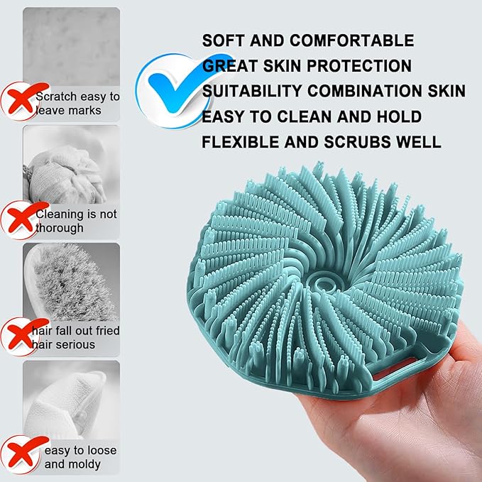 Silicone Body Scrubber Shower Brush Super-Exfoliating Body Brush with Non-Slip Strap, Eco-Friendly Bath Scrubber for Sensitive/All Skin Types, Gentle Massage & Effective Shower Exfoliation
