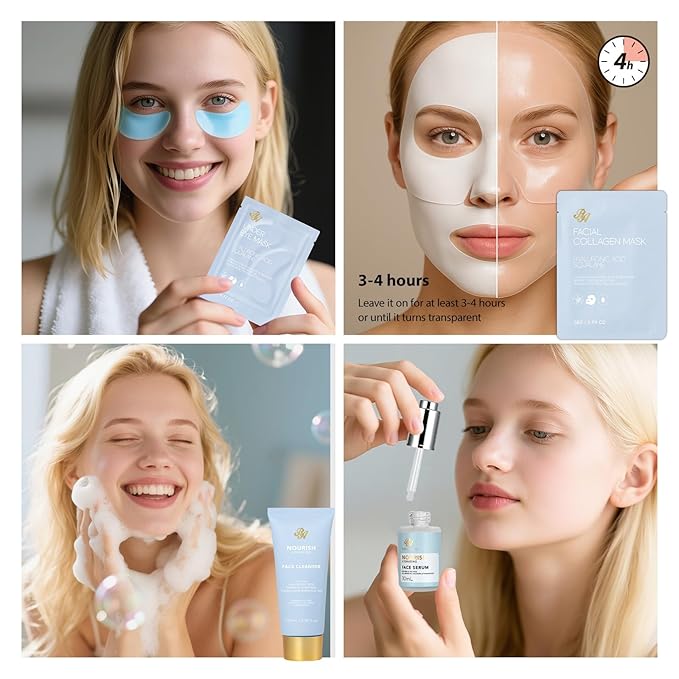 Valentines Day Gifts for Women, 33 Pcs Bath & Body Spa Gift Set, Hydrating Skin Care Set, Ylang Essential Oil Sheet Mask, Leather Bag, Face Serum, Mother Day, Birthday, Christmas