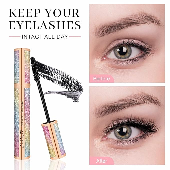 4D Silk Fiber Lash Mascara - Luxuriously Longer, Voluminous Eyelashes, Waterproof Tubing Mascara in Black, Natural Lengthening, Smudge-proof, Hypoallergenic, No Clumping, Easy to Apply & All Day Full