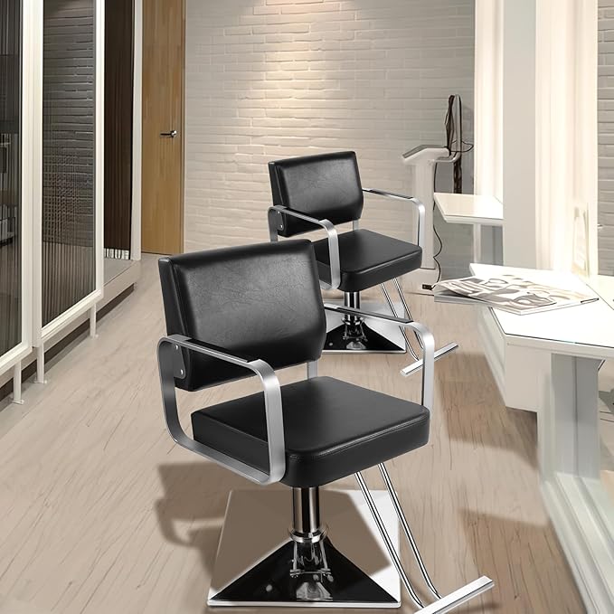Salon Chairs for Hair Stylist Chair Hydraulic Pump Hair Salon Chair 360 Degree Rotating Barber Chair, Spa Beauty Equipment for Hair Stylists, Tattoo Artists, Cosmetologists (Silvery)