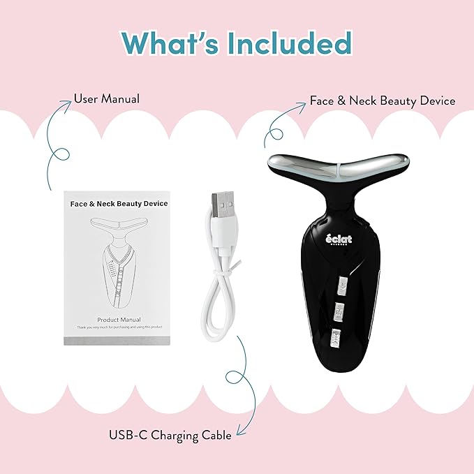 Éclat Facial Massager for Lymphatic Drainage, Face, Neck & Body Tool for Skin Care, Heated Electric Beauty Device for Wrinkles, Fine Lines, Puffy Skin, Lifting, Firming, Sculpting with 7 Light Therapy