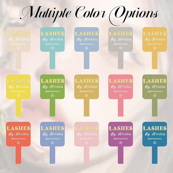 Personalized Lash Mirror Custom Eyelash Photo Prop Personalised Acrylic Handheld Lash Mirror with Name Gift for Beauty Girls Technician (Color013)