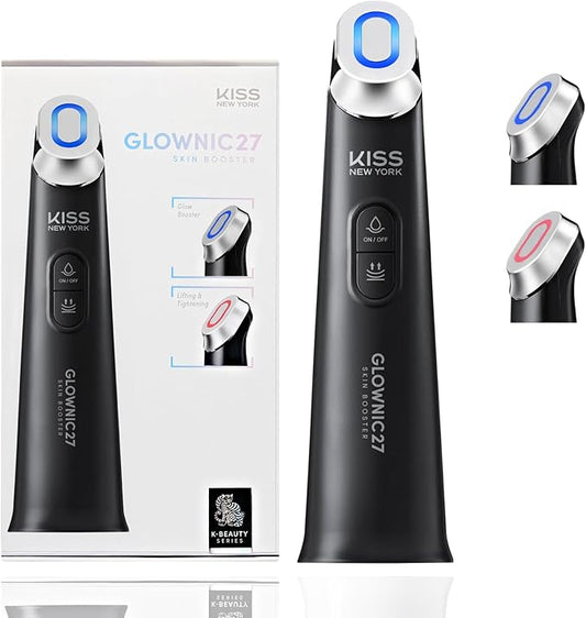 KISS NEW YORK GLOWNIC27 Facial Beauty Device, Microcurrent Glass Glow Skin Booster for Enhancing Korean Skin Care Absorption and Ability to Lift, Improves Hydration Barrier, Elasticity, Even Tone