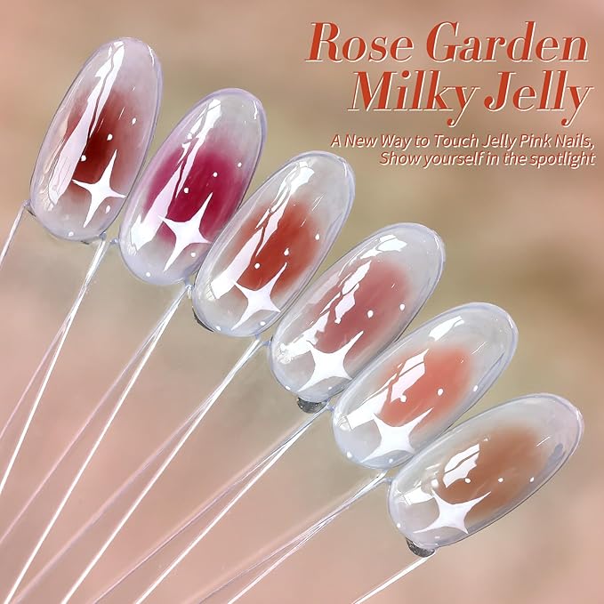 Born Pretty Jelly Red Burgundy Gel Nail Polish Christmas Fall Winter Jelly Blood Wine Red Brown Nude Purple Translucent Sheer Gel Polish Set Nail Art Varnish Manicure 6PCS