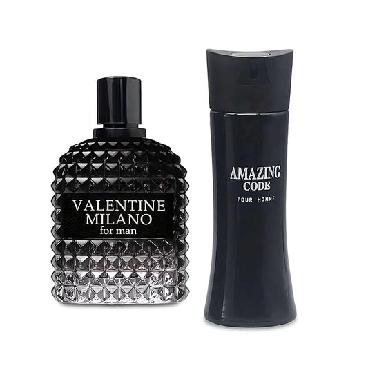 2PCS Valentine Milano/Amazing Code Eau De Toilette for Men-Fresh,Romantic Scent Perfume for Men 3.4 Fl Oz Each Mens Cologne For All Skin Daily Used