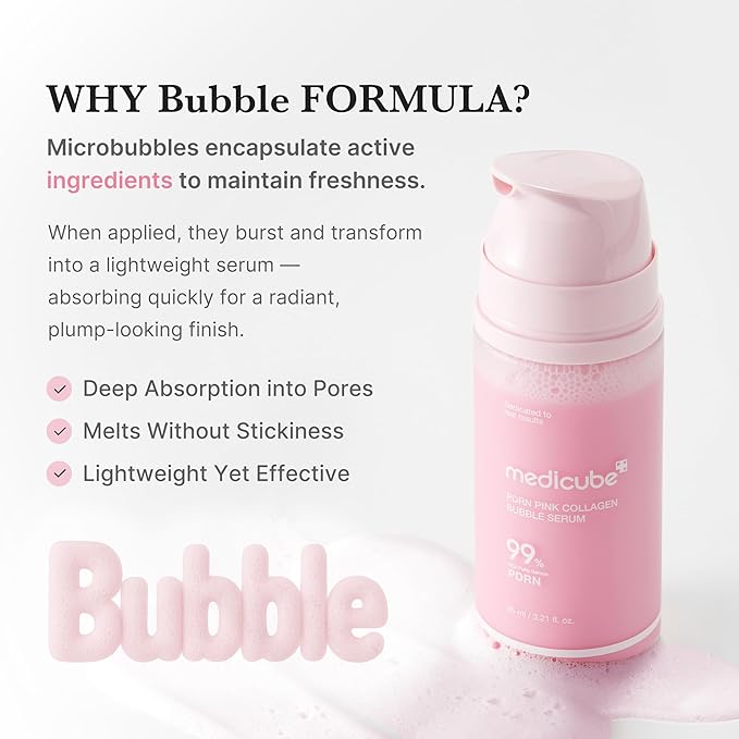 medicube PDRN Pink Collagen Bubble Serum | Bubble-to-Glow Firming Serum with 99% Purity PDRN & Low-Molecular Collagen | Lightweight, Fast-Absorbing Bubble Texture for Radiant, Plump Skin | 3.21 fl.oz