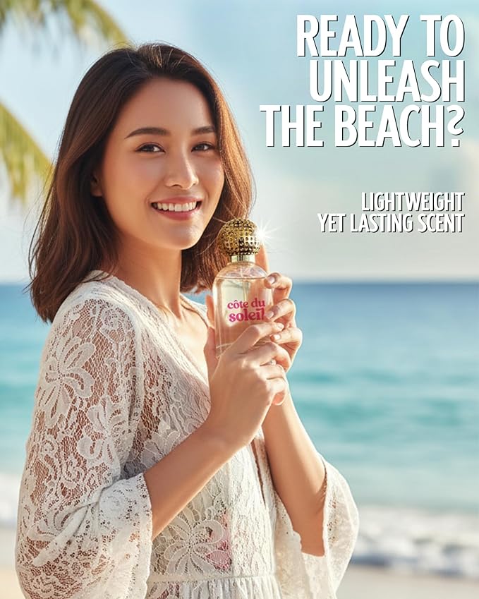 PB ParfumsBelcam Côte du Soleil Eau de Parfum for Women – Tropical Fruity Floral Scent with Dragon fruit, Jasmine & Vanilla – Long-Lasting Women’s Fragrance, Everyday Luxury Perfume, 3.4 fl oz