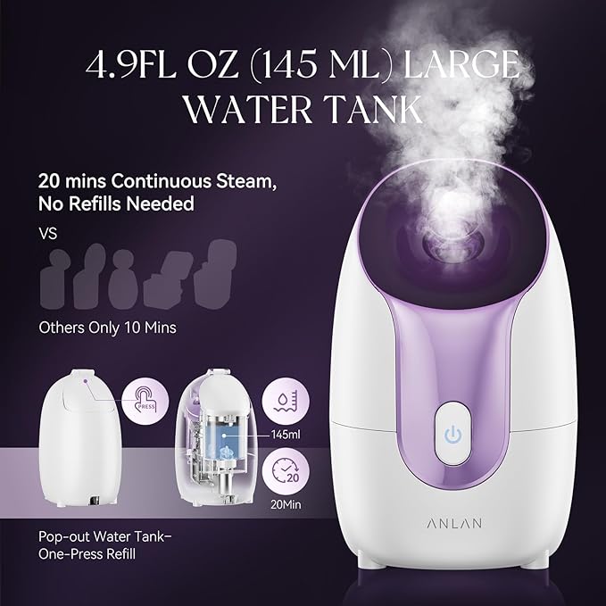ANLAN Facial Steamer, High-Speed Nano steam, Deep Cleansing, Pore Care, Repairs and Strengthens Skin's Foundation, Facial Humidifier, Home Facial spa, Hydrating Moisturizing, Sensitive Dry Skin spa