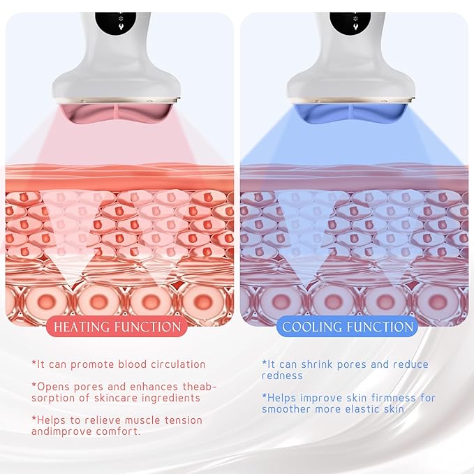 Electric Gua Sha Facial Tool 7 in 1 Hot & Cold Face and Neck LED Beauty Massager, Vibration Pulse Mode for Skin Care, Lymphatic Drainage Anti-Aging & Wrinkles Face Lift Device Gift for Mom