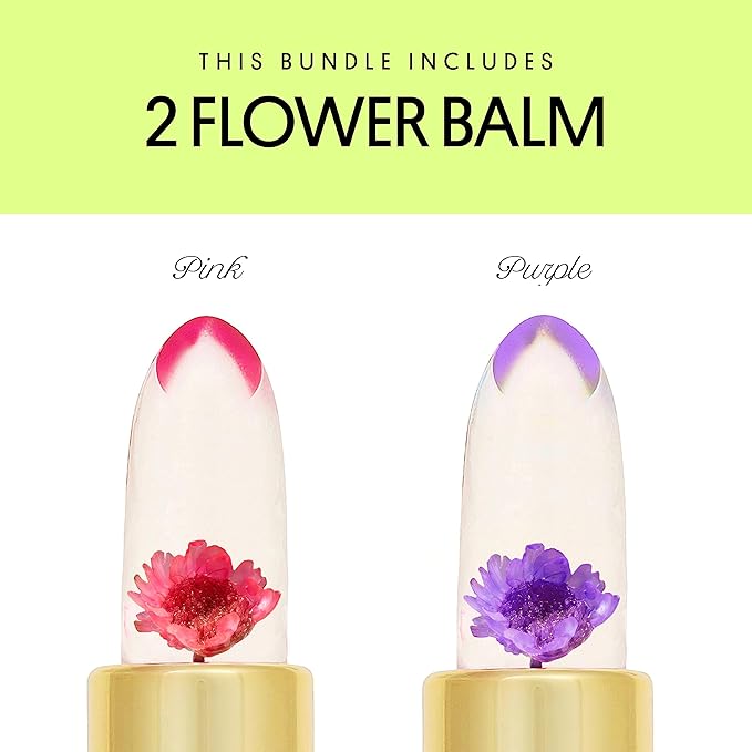 Winky Lux Flower Balm, pH Color Changing Lipstick and Tinted Lip Balm, Vegan & Cruelty Free, Hydrate & Plump, Sheer Pink, Pink & Purple Flower with Vanilla Scent