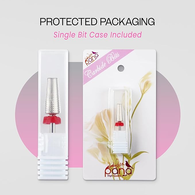 PANA Nail Carbide 5 in 1 Bit - Two Way Rotate use for Both Left and Right Handed - Fast Remove Acrylic or Hard Gel - 3/32" Shank - Manicure, Nail Art, Drill Machine (Fine - F, Silver)