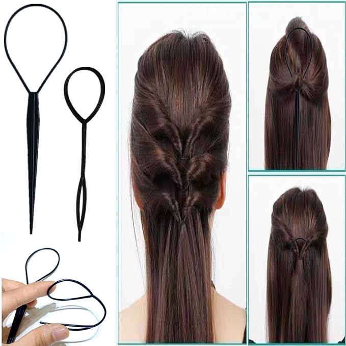 5Pcs Slick Back Brush Set with Topsy Tail Tool, Teasing Bristle, Rat Comb for Women & Girls Hair Styling, Flyaways Control and Edge Combing - BIACK