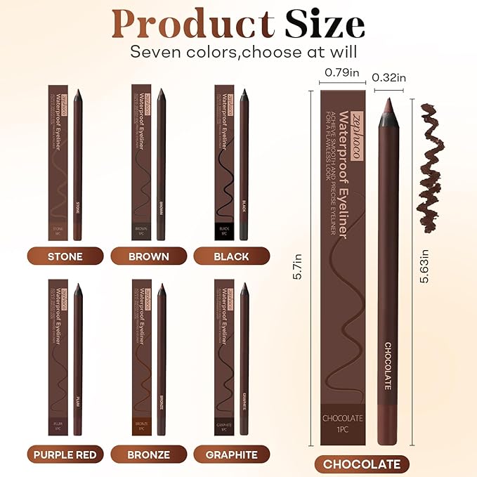 GlamStroke 24 Hr Waterproof Eyeliner Pencil, Long Lasting Sharpenable Eye Liner, No Smudge, No Fade, Smooth Glide for Precise Eye Makeup (Black+Brow)