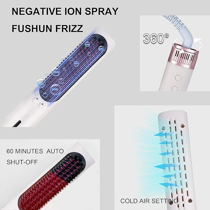 Hair Straightener Brush - Straightening Comb with Negative Ions for Women, Professional Styling Tools, Anti-Frizz