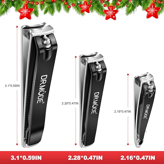 DRMODE Finger Nail Clippers Adult - Christmas Stocking Stuffers 8 Pack Nail Clippers Set for Men Women with Nail File, Sharp Stainless Steel Fingernail & Toenail Clippers Curved Cutter Trimmer