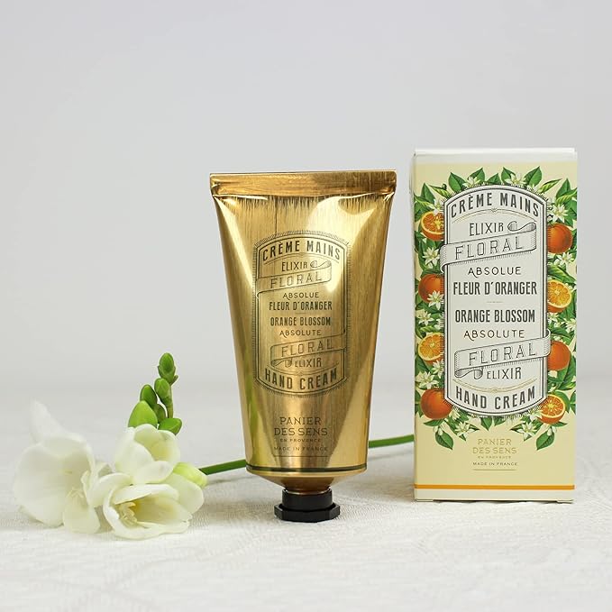 Panier des Sens Orange Blossom Hand Cream with Olive Oil - Nourishing Hand Cream for Dry Cracked Hands 97% Natural Ingredients - Dermatologically Tested Hand Lotion for Woman Made in France, 2.5 fl oz